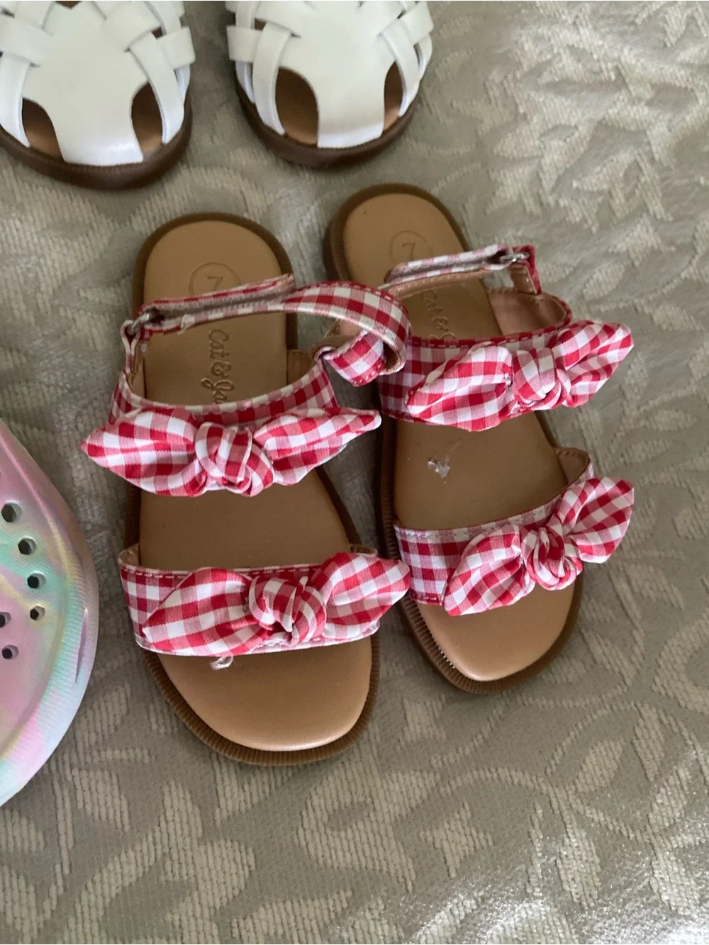 Cat & Jack  Pink Green Kids Clogs and sandals in gingham, purple and white NEW